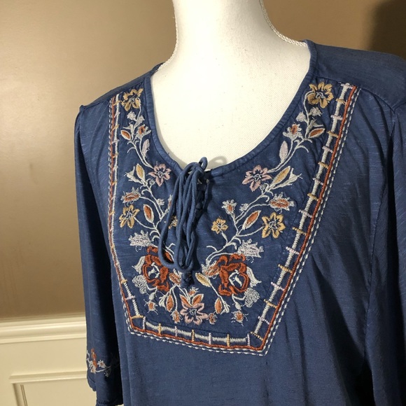 NWT Plus Size Boho Top by Style & Co in Dusty Blue - Picture 2 of 5